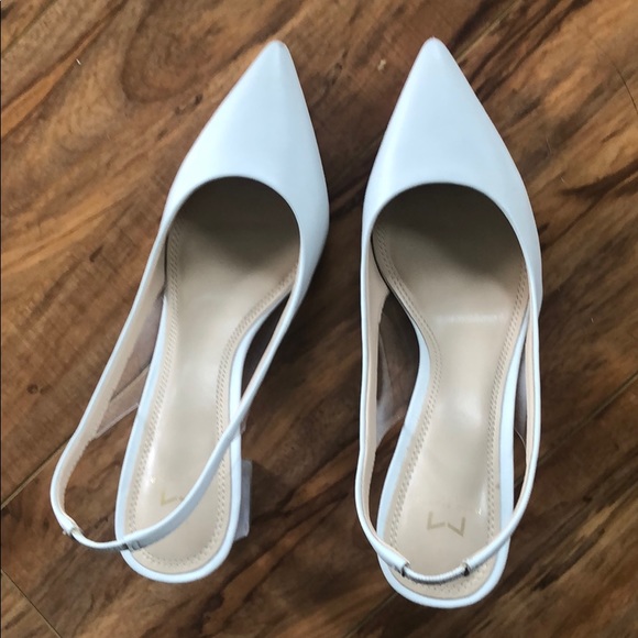 Acrylic heel white leather pumps zudi - Picture 3 of 8